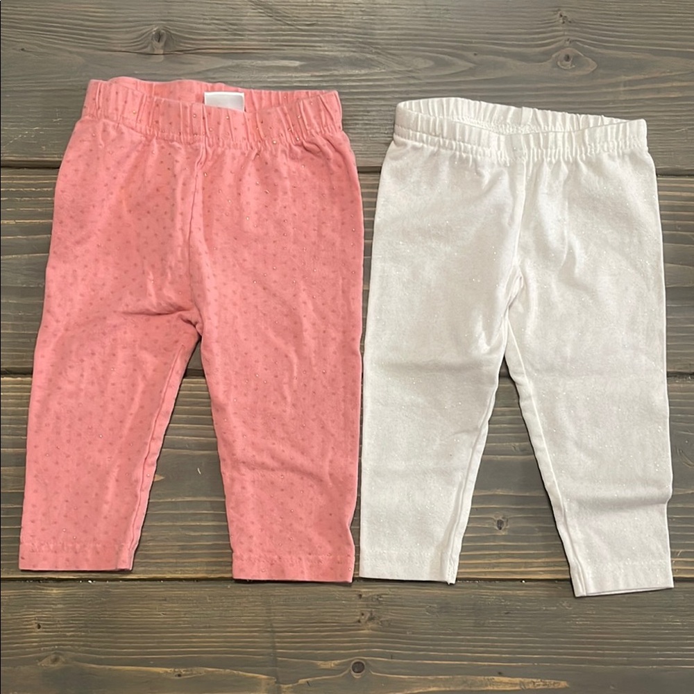 Babygirl Pink and White Leggings with Sparkles